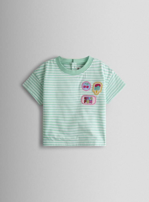 JOJO MAMAN BÉBÉ Ice Cream Bag Applique Puff Sleeve T Shirt 6-12 months